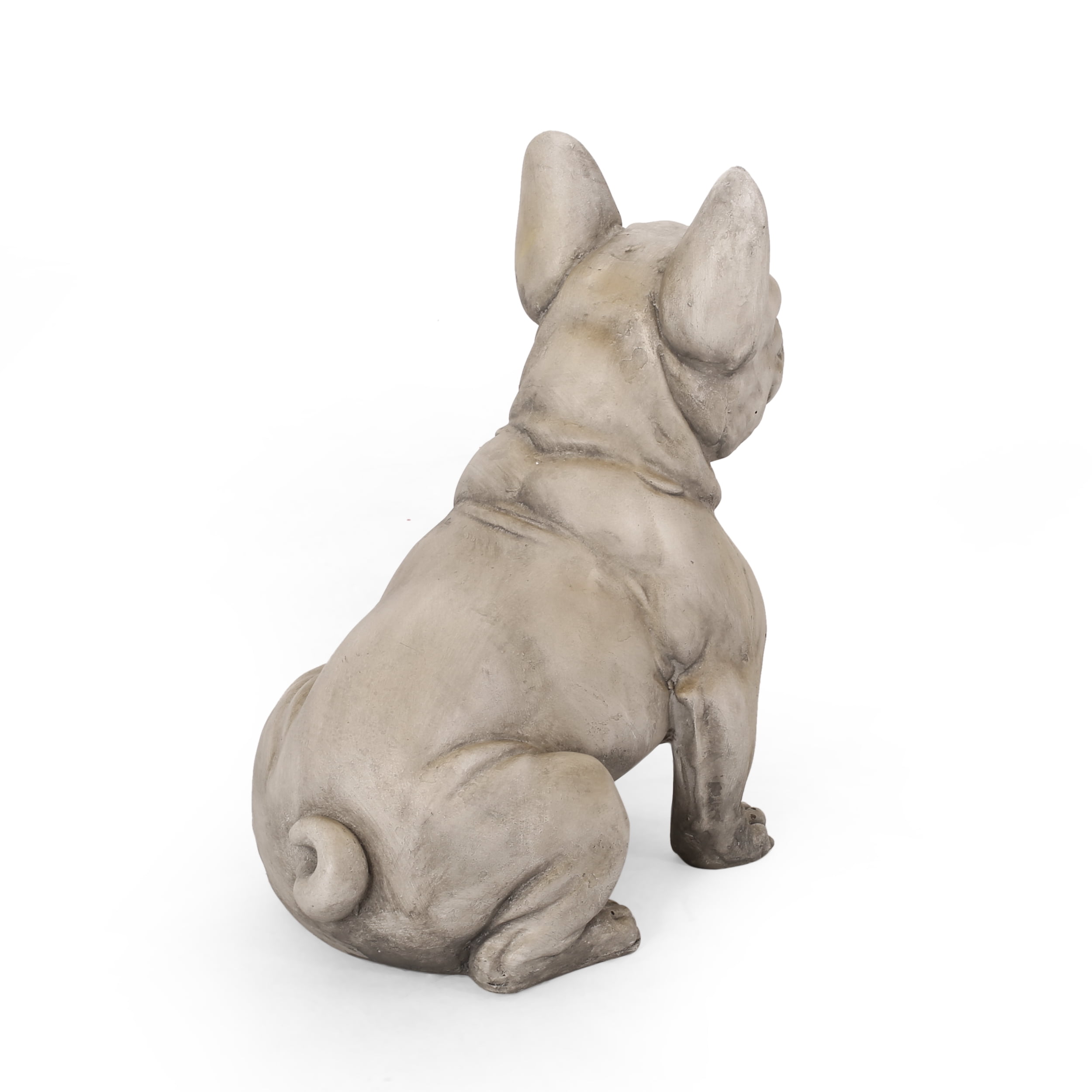 Mintazer Antique Bulldog Garden Statue, Weatherproof Concrete Dog Sculpture Lawn Ornament for Patio Backyard Poolside, Gray
