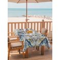 thumbnail image 3 of Rectangle Outdoor Tablecloth With Umbrella Hole And Zipper– Boho Retro Waterproof Patio Table Cover for Party, Picnic, Backyard, 54"x80" , Ethnic Tribal Floral Pattern Blue Yellow, 3 of 8