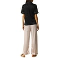 thumbnail image 3 of INSPIRE CHIC Women's Satin SleepwearButton Down Short Sleeve with Loose Pants Silky Lounge Pajama Sets XS Light Pink, 3 of 5