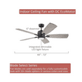 thumbnail image 6 of Luminance Kathy Ireland Home Ion Eco LED 60in Ceiling Fan with DC Motor | Hanging Fixture with Dimmable Light Kit, Wall Control, Downrod Mount | Graphite with Charcoal Solid Wood Blades, 6 of 7