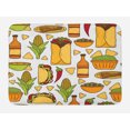 thumbnail image 1 of Mexican Bath Mat, Latin Food Chili Taco Nachos Burrito Tequila Rice Corns Best Supper, Plush Bathroom Decor Mat with Non Slip Backing, 29.5" X 17.5", Multicolor, by Ambesonne, 1 of 2