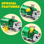 Joyfy Recycling Garbage Truck Toy for Boys, Assembly Friction Powered Side-Dump Garbage Toy with Light and Sounds, Toy Truck Christmas Girthday Gift for Boy Age 4 5 Years Old