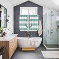 thumbnail image 3 of Turquoise Stripe Nautical Kitchen Curtains 63 Inch Length, Grey Anchor Summer Coastal Grommet Top Bedroom Living Room Curtains, Light Filtering Cafe Curtain Drapes 2 Panels Set 104''x63'', 3 of 9