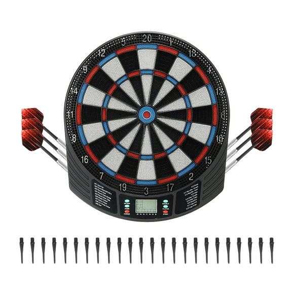 Unique Bargains Electronic Soft Tip Dart Board Digital Dartboard 18 Games and 159 Variants with 6Pcs Darts, 24 Tips