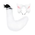 thumbnail image 2 of Juego de orejas y cola Faux Cat Ear Diadema Felpa Cola larga Regalos Aro para el cabello Orejas Pinza para el cabello para Lolita Mujeres Niñas blanco rosa Yinane Cola de disfraz, 2 of 8