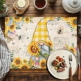 thumbnail image 2 of Placemats Set of 6, Yellow Sunflower Gnome Place Mats Bee Farmhouse Floral Tablemats Washable Placemat Table Decoration for Kitchen Table Dinner Party Home Decor Indoor Outdoor 13x19 Inch, 2 of 9