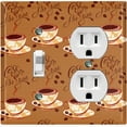 thumbnail image 1 of Metal Light Switch Plate Outlet Cover (Tan Floral Coffee Cup COF001), 1 of 13