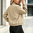 thumbnail image 6 of hlysgo Womens Stand Collar No Hood Windbreaker Jacket Quick Dry Zip Tops Daily Gym Hiking Outdoor Run Casual Short Coat with Pockets Khaki,L, 6 of 6