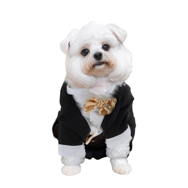 Esmoquin para perros Unique Bargains, atuendo formal elegante para mascotas, atuendo de boda para perros, camisa para perros, ropa de disfraz para perros pequeños y medianos, negro mediano