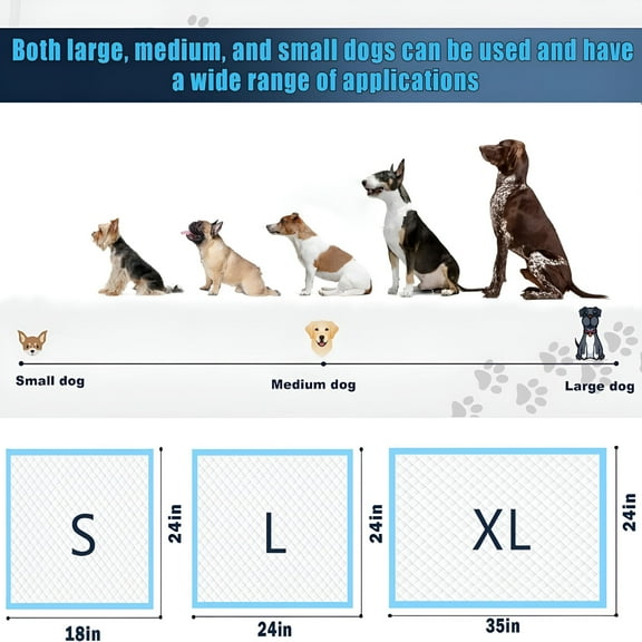 QARUN Dog Pee Pads for Dogs Large Blue Puppy Pads Pet Disposable Training Pads 24”X 18” Leak-Proof Quick-Dry Design for Dogs (24"X18")