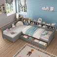 thumbnail image 5 of Harper & Bright Designs Twin Size Day Bed for 2, L- Shape Twin Size Platform Bed with Storage Drawers, Wooden Corner Bed with Bookshelf, Corner Bed Frame for Bedroom, Grey, 5 of 18