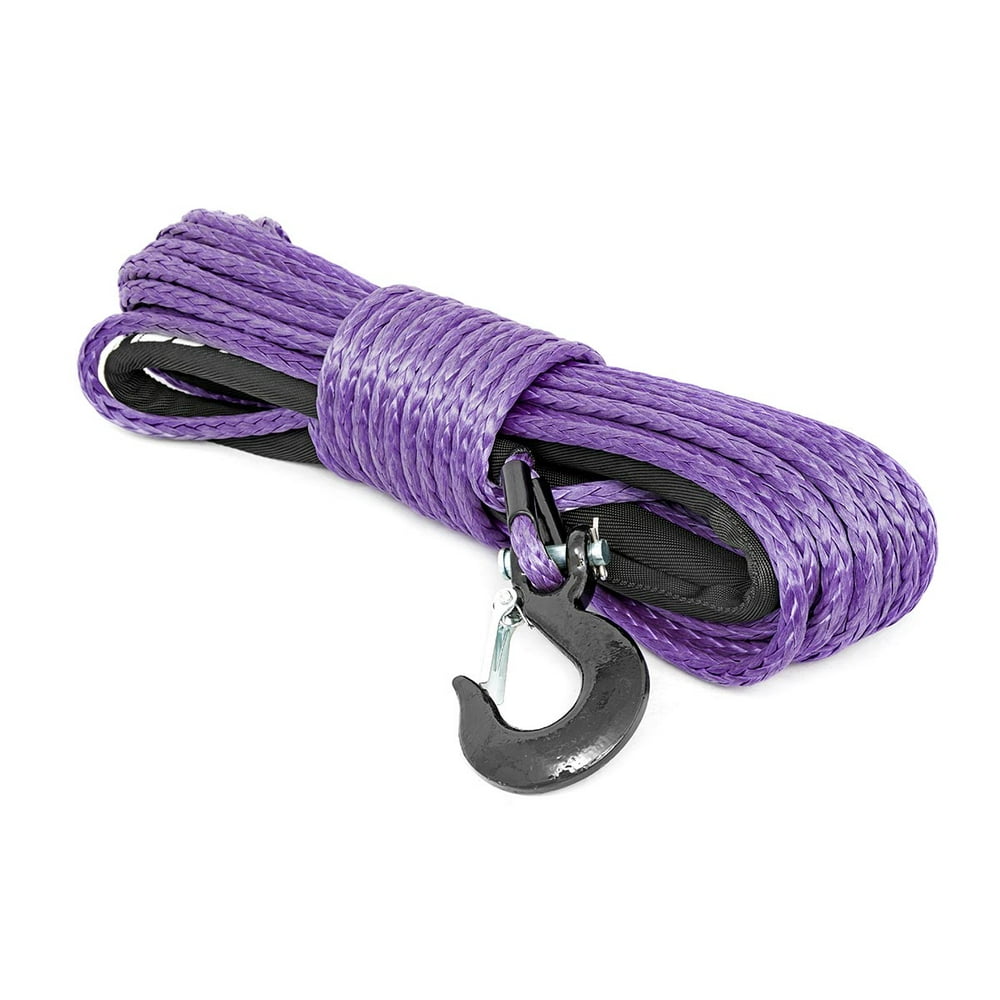 Rough Country Synthetic Winch Rope Purple Clevis Hook Protective