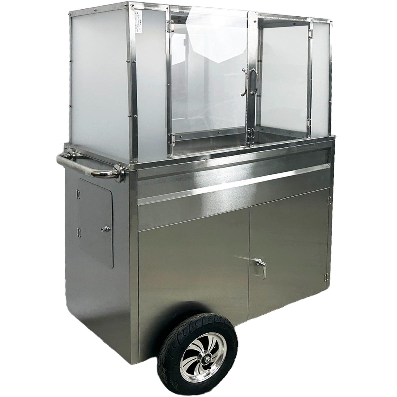 44" Commercial Street Vendor Fruit Cart Carro De Fruta Concession Stand with Ice Bin Storage Stainless Steel Display