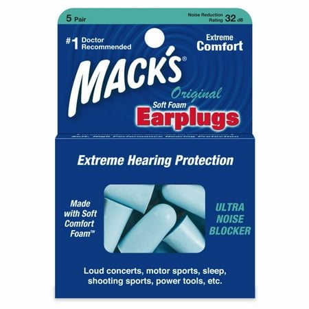 - Mack's Original Soft Foam Ear Plugs, 5 Pair Box
