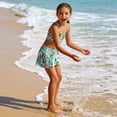 thumbnail image 3 of HUANBAI Girls Floral Print Swimwear 3 Piece Swimsuit With Rash Guard Swim Shirt And Bottom 8-9 Years, 3 of 4