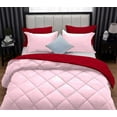 thumbnail image 6 of D.N.G. BEDDINGS 5 Piece Luxury Reversible Diamond Pattern Comforter Set Premium Super Soft, All Season 800 TC, 100% Egyptian Cotton Full/Queen Size Light Pink/Red Solid Color, 6 of 7