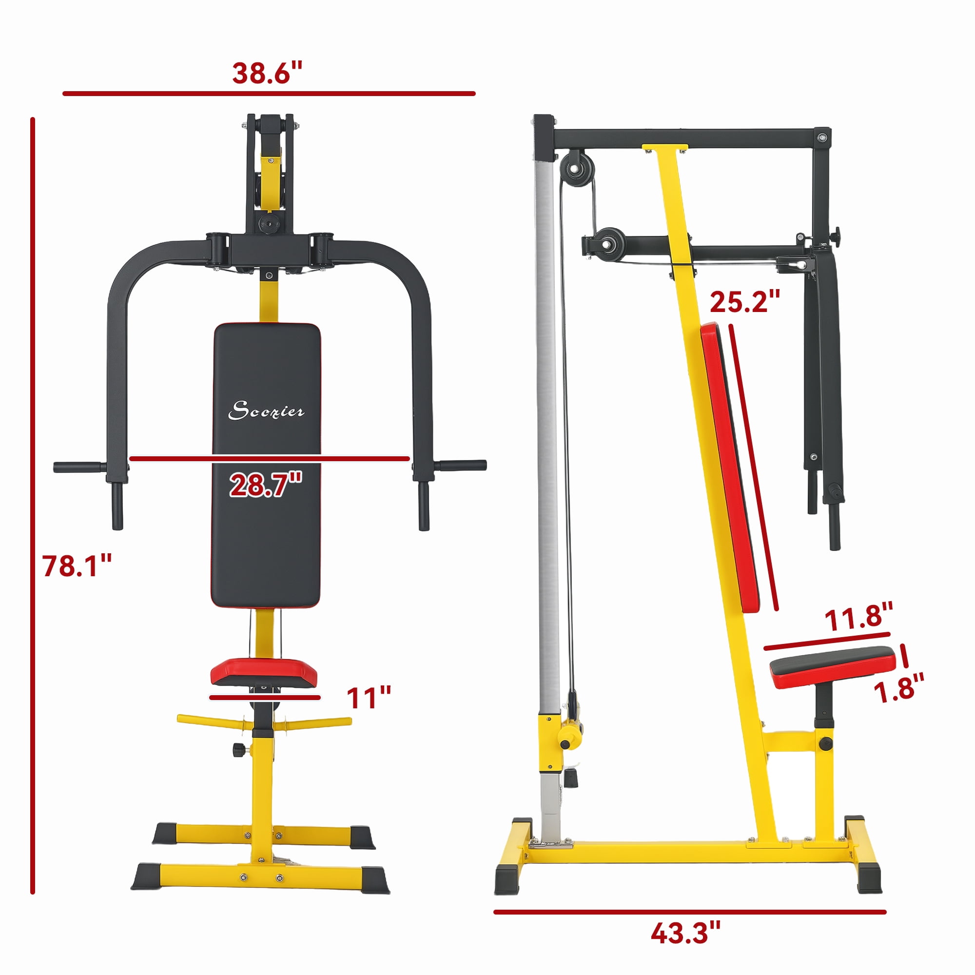 Soozier Chest Fly Chest Press Machine for Back, Pectoral, Rear Deltoid and Shoulder Training, Yellow