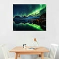 thumbnail image 2 of ONETECH Northern Lights Wall Art Green Aurora Borealis Canvas Picture Art Nature Mountain Scenery Prints Decor Nordic Alaska Landscape Painting Artwork for Living Room Bathroom Decoration, 2 of 4