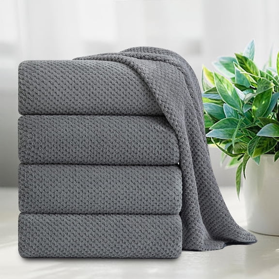 Smuge 4 Pack Bath Towels Extra Large 35 x 70 inches,600 GSM Ultra Soft Large Bath Towel Set Quick Dry Bathroom Towelsfor Bathroom Kitchen Spa(Gray)