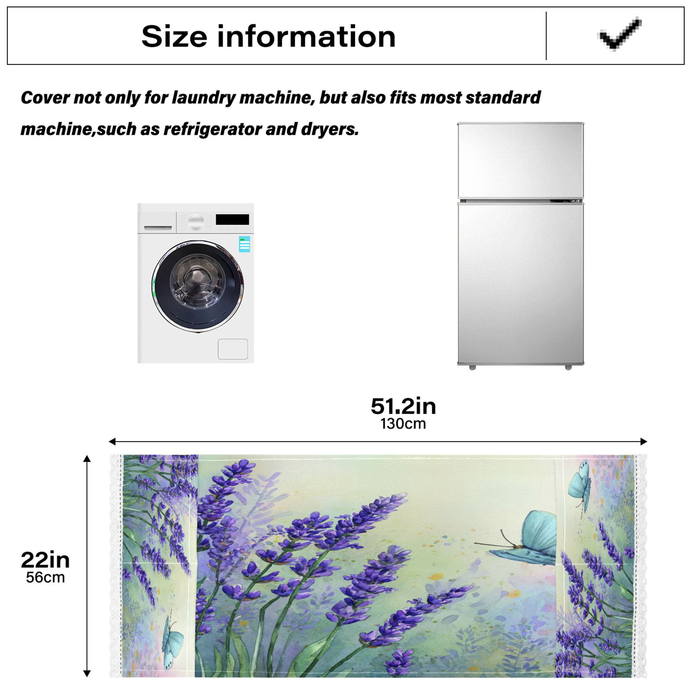 Wobogo Mystic Lavender Butterfly Washing Machine Cover Dustproof Washer Dryer Cover Waterproof Laundry Room Decorative Protector