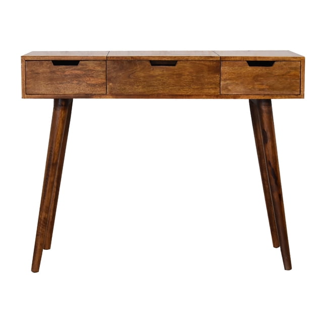 Artisan Furniture Solid WoodChestnut Foldable Mirror Table , Brown & 3 Drawers