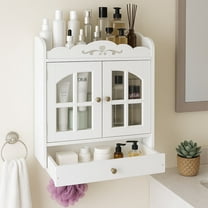 YOYTOO Bathroom Medicine Cabinets, Wall Mount Over the Toilet Storage Cabinet Organizer with 2 Doors and 5 Shelves, White