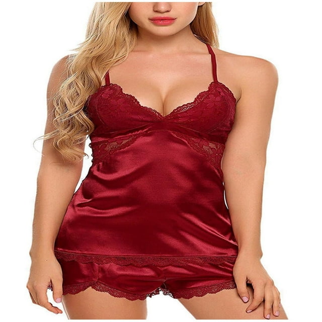 LSLJS Ensemble de Pyjama Aguichant en Dentelle pour Femme avec Bretelles, Ensembles de Lingerie