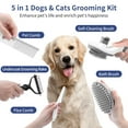 thumbnail image 3 of Dog Brush Grooming Kit 5 PCS - Self Cleaning Slicker Brush for Shedding Short Long Haired Dogs & Cats, Includes Pet Comb, Flea Comb, Bath Brush, Undercoat Rake - Complete Fur Care Set - Gray, 3 of 9