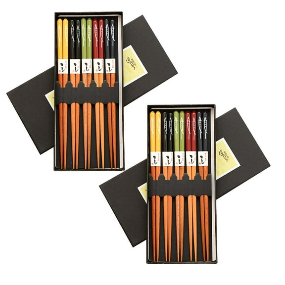 Plastic Bowls Reusable 5 Pairs Japanese Cat Chopsticks Non Slip Kitchen Handmade Gift Set Reusable