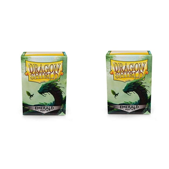 2 Packs Dragon Shield Matte Emerald Standard Size 100 ct Card Sleeves Value Bundle!