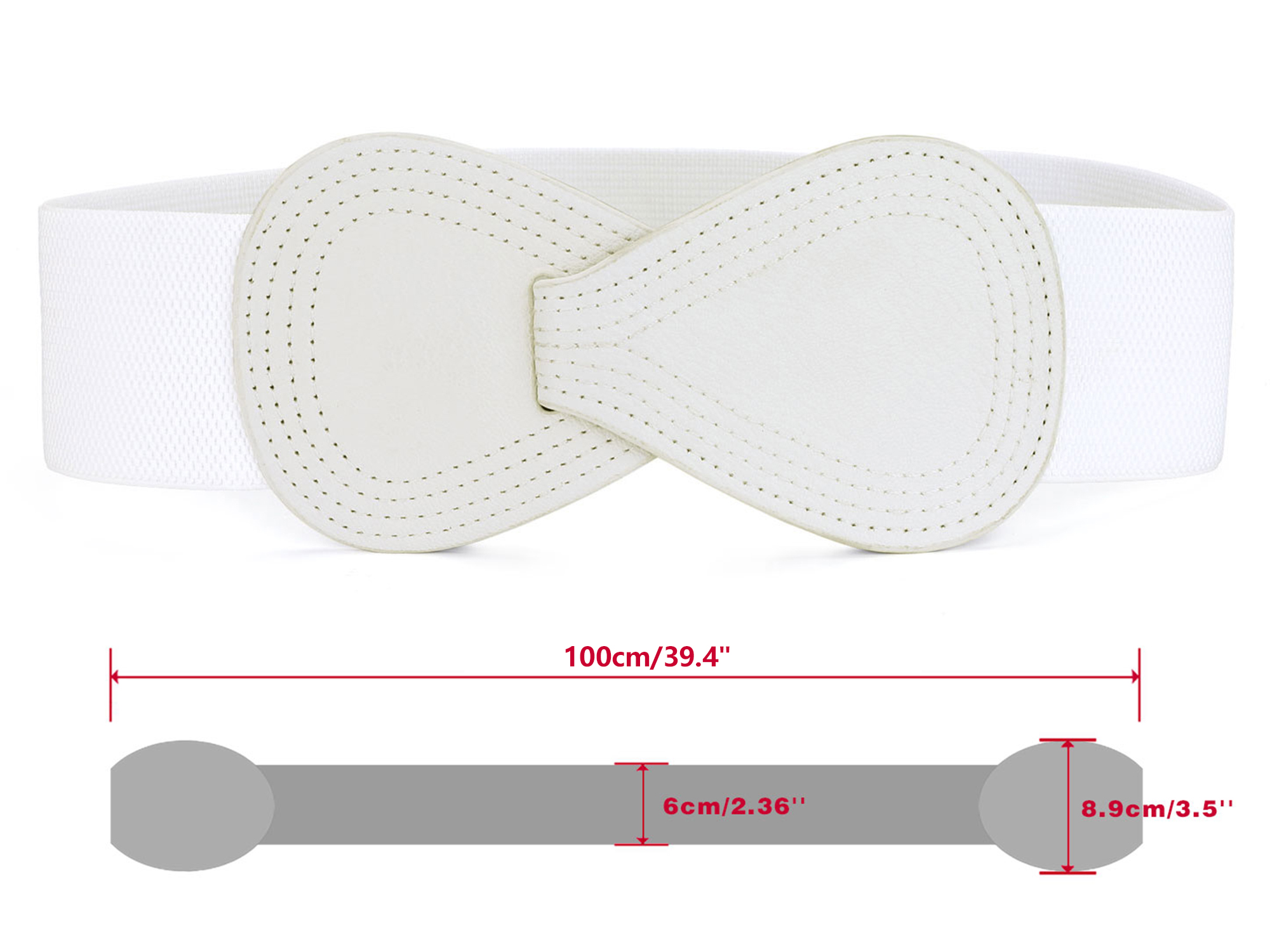 DARING DIVA Women's Plus Size Buckle Waist Belt 2 Pcs 39.4"x2.36" Black & White