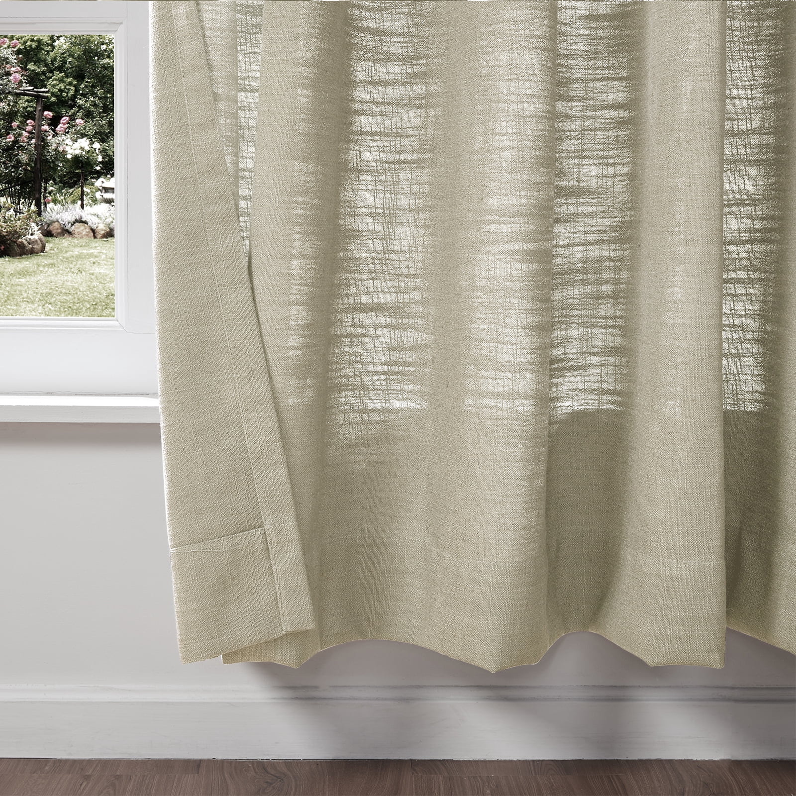TWOPAGES Room Darkening Grommet Drape Linen Blend Curtain for Kids Room, 1 Panel, 52"x63", Grey Beige