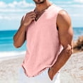 thumbnail image 4 of Ahabrexf No Sleeve Shirt Men Solid Color V Neck Vintage Worn Corners Breathable Beach Vacation Tank Top, 4 of 8