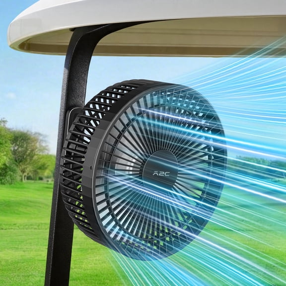 A2C Golf Cart Fan, Magnetic Rechargeable Fan, 7.5" 10000mAh 4-Speed, up to 28Hrs, for EZGO/ClubCar/Yamaha