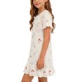 thumbnail image 5 of Cethrio Girls Cotton Nightgowns Size 6, Casual Short Sleeve Pullover Summer Girls Sleep Dresses Beige Size 6, 5 of 6