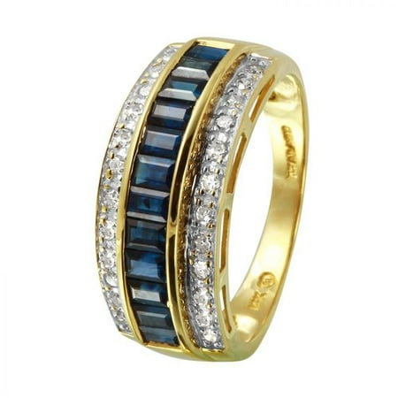 Ladies 1.5 Carat Sapphire And Diamond 14K Yellow Gold Ring