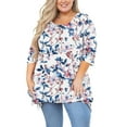 thumbnail image 2 of Fartey Plus Size Summer Half Sleeve Shirts for Women 2025 Boho Floral Print Crew Neck Tunic Tops Loose Flowy Side Split Hem Tshirts Soft Comfy Beach Vacation Blouses Multicolor L, 2 of 8
