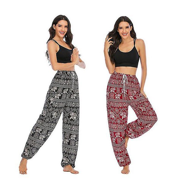 Pantalones de harén holgados con diseño de elefante, pantalones de playa para fiesta de entrenamiento hippie