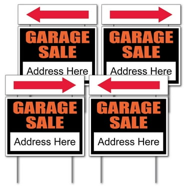 Garage Sale Sign Set, 18 inches x 24 inches Signs with Arrows and Sign Stakes 12453