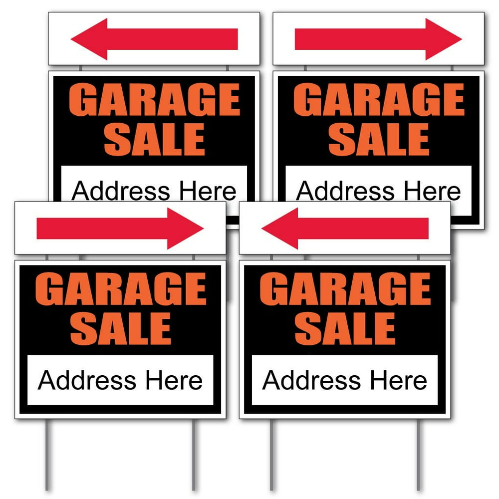 Garage Sale Sign Kit 4 18" x 24" Signs Includes Arrows and Sign