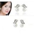 Fashion Women Beautiful Rhinestone Crystal Pearl Ear Stud Earrings