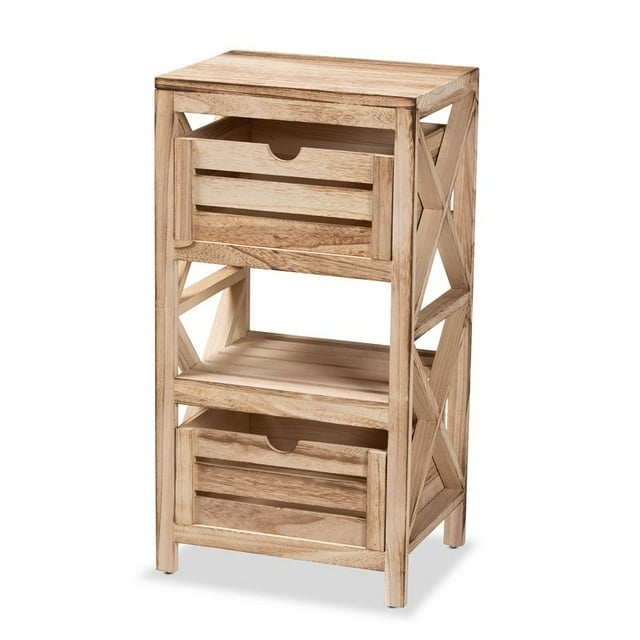 Baxton Studio Mandell Bois Fini Brun Naturel Unité de Rangement à 2 Tiroirs