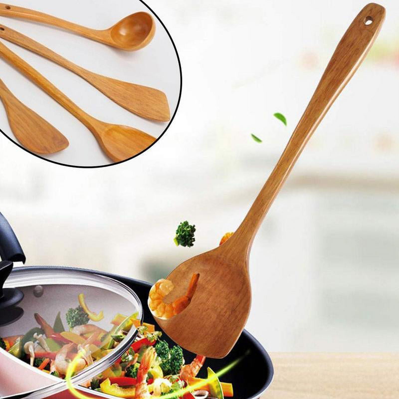 Tinker Kitchen Wooden Cooking Utensils, Spoons Spatula Shovel, Kitchen Cooking Tools, for Nonstick Cookware and Wok, for Stirring, Baking, Size: Thin