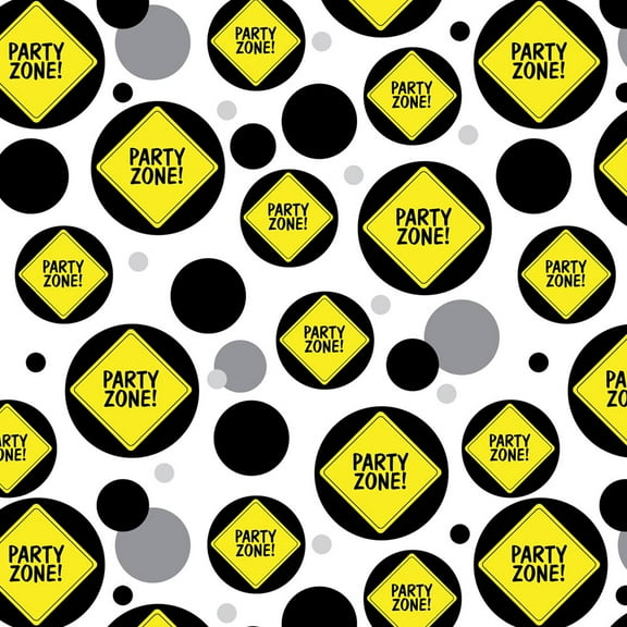 Party Zone Construction Sign Birthday Boy Premium Gift Wrap Wrapping Paper Roll Pattern