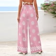 thumbnail image 5 of Women's Wide Leg Palazzo Pants 2026 Summer Boho Floral Trousers Drawstring Elastic Waist Wide Leg Pants with Pockets Spring Flowy Beach Vacation Clothes Resort Wear Lounge Pants Pink XXL, 5 of 6