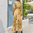 thumbnail image 3 of Vintage Floral Print Pattern Women's Long Dress Long Sleeves Dress Vintage Dresses Party Maxi Dress High Waist Dress, 3 of 4
