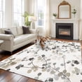 thumbnail image 2 of Rectangle Rug 5x7Ft, Gray Brown Botanical Watercolor Soft Non-Slip Washable Felt Carpet Pad, Retro Country Floral Leaves Area Rugs for Living Room Bedroom Kids Room, 2 of 9