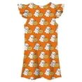 thumbnail image 4 of WAYUTE Girls Halloween Dress Round Neck Ruffle Flutter Sleeve Cute Ghost Pumpkin All Over Print A Line Short Dress Kids Party Casual Holiday,Orange,Size 3-4 Y, 4 of 5