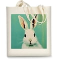 thumbnail image 6 of 1 pc Rabbit Pattern Beach Bag Shoulder Bag Shopping Work Eco-Friendly Canvas Tote Bag for women, 6 of 7