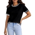 thumbnail image 3 of jiaxiM Short Sleeve Sweater for Women Light-Weight Crew Neck Summer Tops Dressy Casual Women's Clothes 2026, S-XXL, 3 of 5